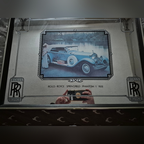 Vintage Framed Rolls Royce Art Mirror - Picture 3 of 5